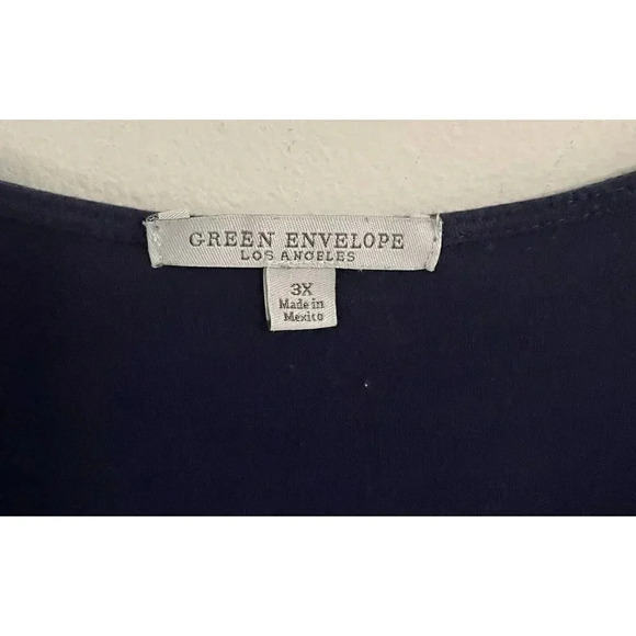 Green Envelope Women Blue Short Sleeve Top 3X - Picture 5 of 5